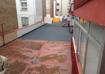 Reimpermeabilización sobre baldosa. Calle Cabrera.
